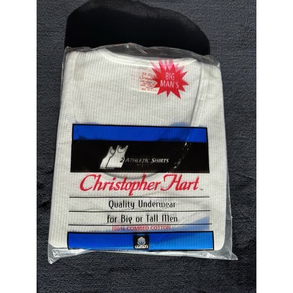 Christopher Hart Tank Top A-shirts White 2 Pack Big and Tall Men's 5X Undershirt - Picture 1 of 6